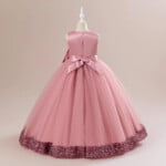 Long tulle girl occasion dress - pink (2)