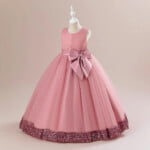 Long tulle girl occasion dress - pink (7)