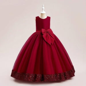 Long tulle girl occasion dress - red (2)