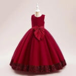 Long tulle girl occasion dress - red (3)