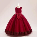 Long tulle girl occasion dress - red (3)