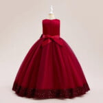 Long tulle girl occasion dress - red (4)