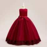 Long tulle girl occasion dress - red (4)