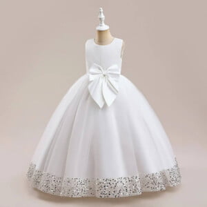 Long tulle girl occasion dress - white (1)