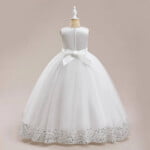 Long tulle girl occasion dress - white (2)