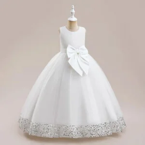 Long tulle girl occasion dress - white (3)