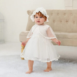 Baby girl christening dress with cape (2)