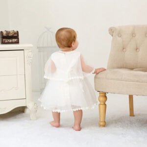 Baby girl christening dress with cape (3)