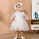 Baby girl christening dress with cape (4)