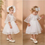 Baby girl christening dress with cape (5)