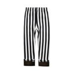 Black and White Stripe Winter Leggings for Girls (1)