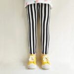 Black and White Stripe Winter Leggings for Girls (3)
