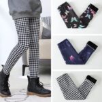 Girls patterned fleece leggings featuring houndstooth, butterfly and twilight designs for warm winter wear