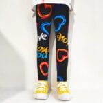 Heart Print Winter Leggings for Girls (2)