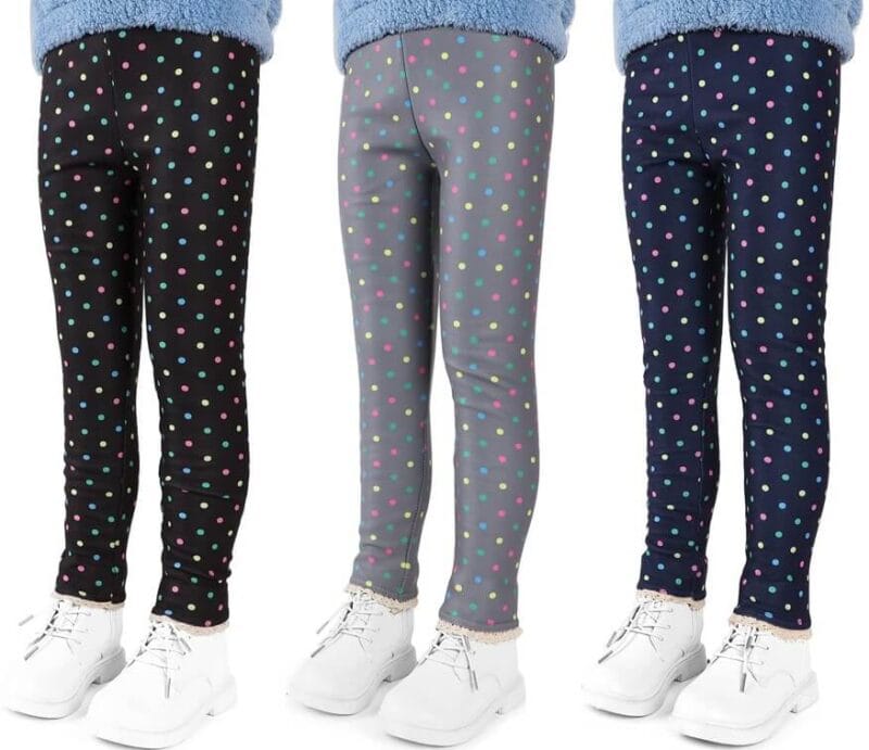 Polka Dot Fleece Leggings for Girls (1) (1)