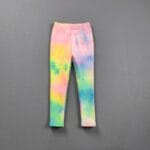 Rainbow tie dye fleece leggings for girls