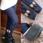 blue Denim Look Fleece Leggings for Girls (4)