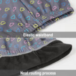 grey Heart Print Winter Leggings for Kids (2) Close-up of grey heart print winter leggings for kids showing the elasticated waistband and soft fleece lining.