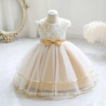 Champagne Lace & Tulle Flower Girl Dress (2)
