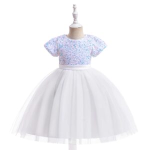 Dazzling Sequin & Tulle A-Line Party Dress - white (9)