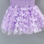 Enchanting Butterfly Fairy Dress with Attached Wings (3) Close-up of lilac butterfly fairy dress skirt with layered tulle and three-dimensional butterfly appliqués
