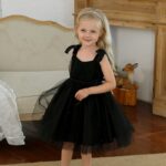 Pearl-Adorned Pleated Tulle Dress - black (2)