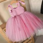 Pearl-Adorned Pleated Tulle Dress - pink (2)