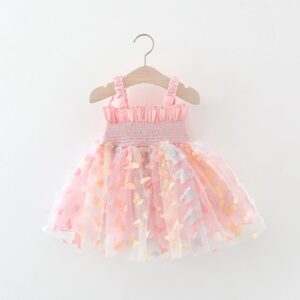 Pink Butterfly Rainbow Fairy Dress with Smocked Bodice (2)