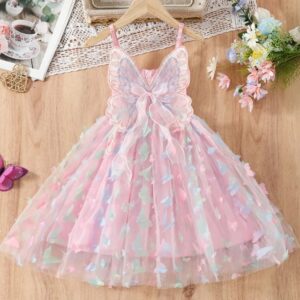 pink Butterfly Fairy Dress with Adjustable Straps & Wings (1)