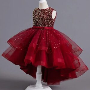 red Celestial High-Low Sequin Party Dress for Girls (3)