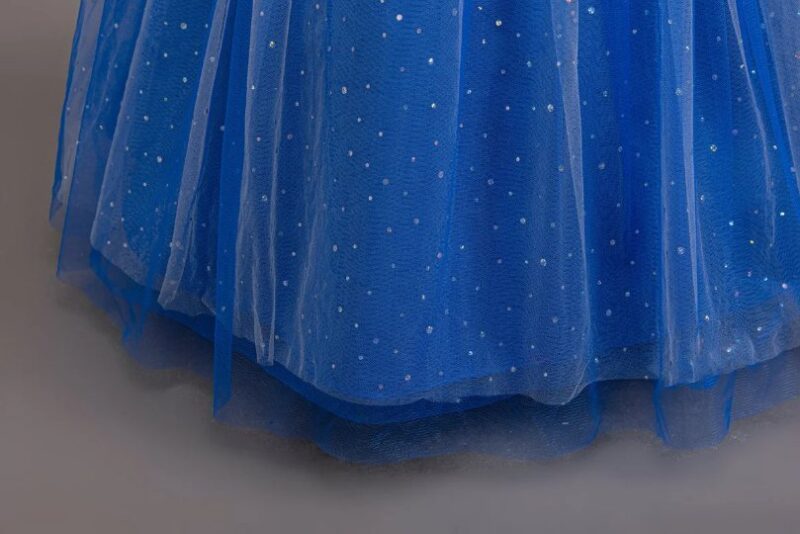 Blue Dazzling Gold Sequin Ball Gown for Special Occasions (9)