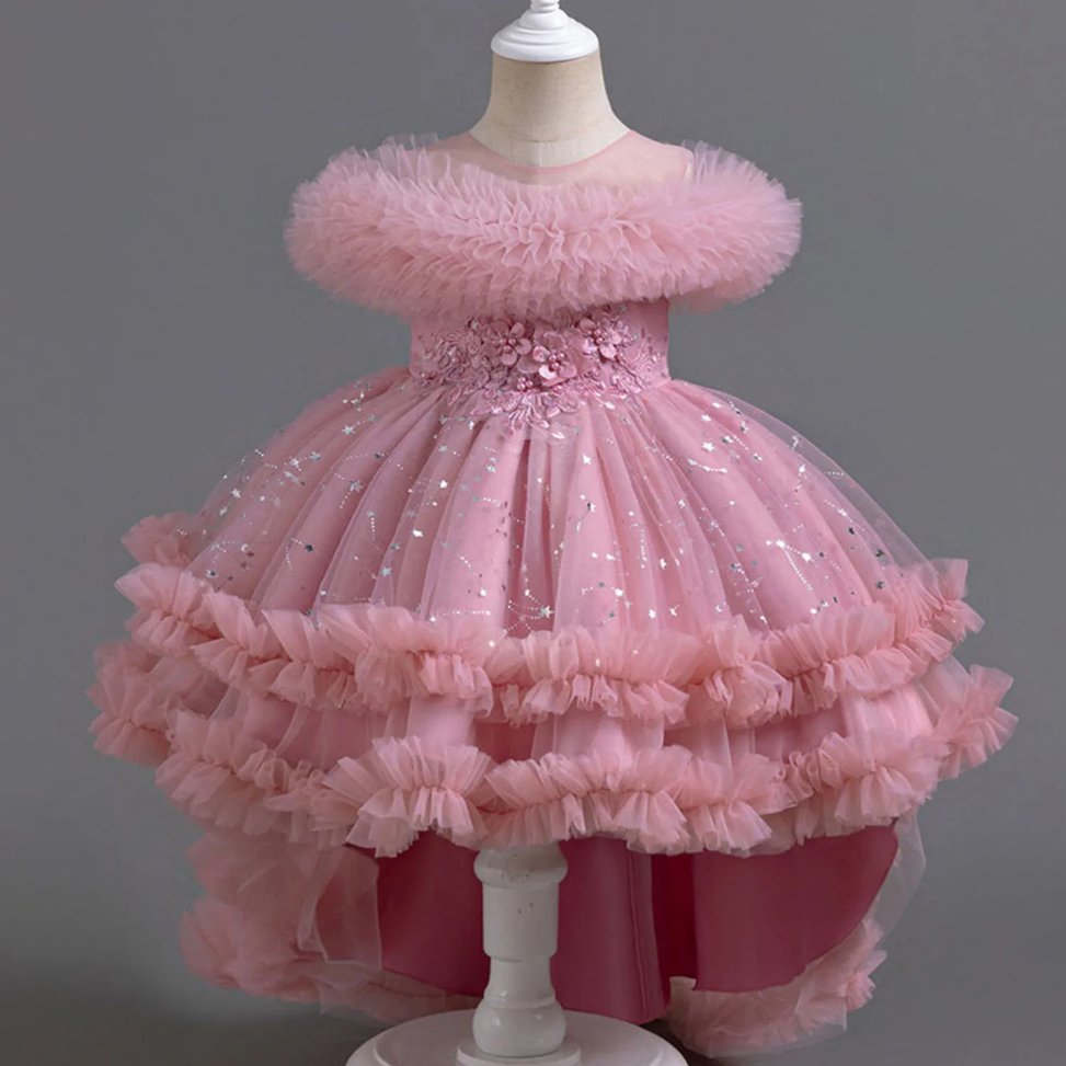 The Complete Guide to Flower Girl Dresses: 2025 Trends, Styles & Everything You Need to Know - Fabulous Bargains Galore Pink High-Low Tulle Dress with Unique Fluffy Detail (1)