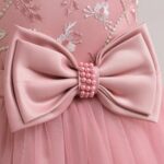 Pink Princess Ball Gown with Pearl-Adorned Bow (5)