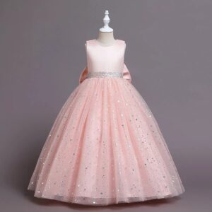 Pink Starry Sky Princess Ball Gown with Rhinestone Waist (6)
