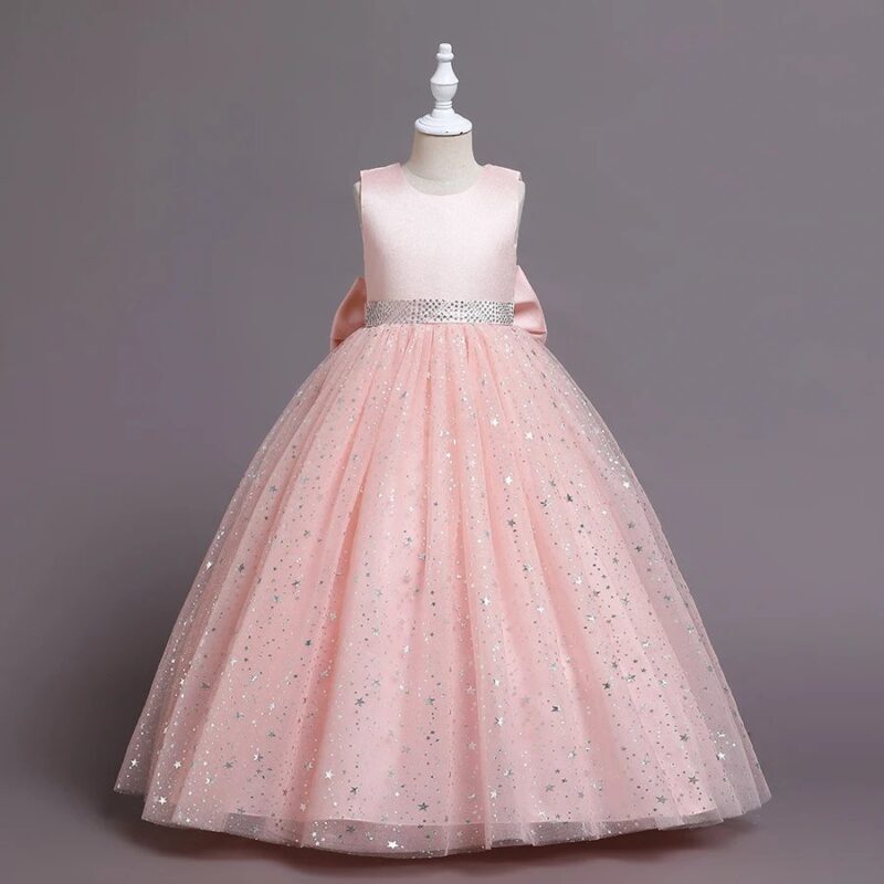 Pink Starry Sky Princess Ball Gown with Rhinestone Waist (6)