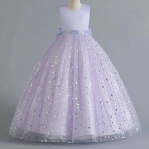 Purple Starry Sky Princess Ball Gown with Rhinestone Waist