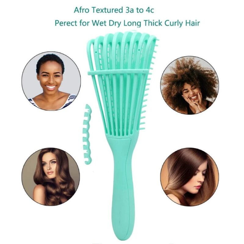 Detangling brush suitable for afro textured, curly, wavy and straight hair types