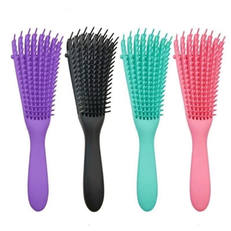 Flexible detangling brushes in multiple colours suitable for children and adults with curly hair