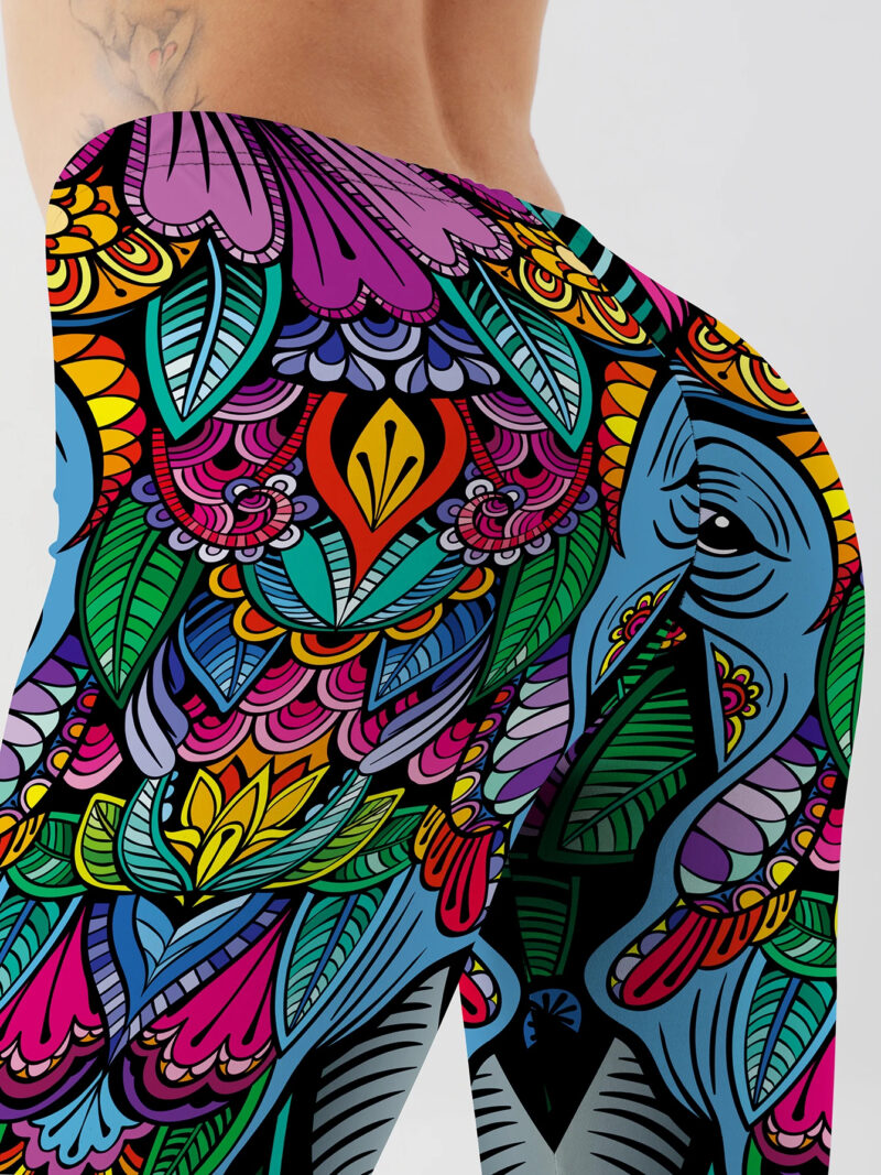 Close up of elephant mandala leggings fabric print
