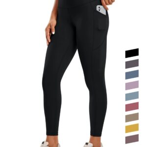 Women’s black high waist pocket leggings for gym and yoga