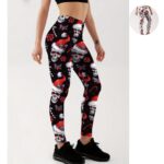 Women’s Christmas skull leggings with Santa hat print