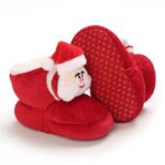 Baby Corduroy Santa Christmas Boots (2) Baby corduroy Santa Christmas boots with non slip dotted sole and soft faux fur lining