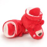 Pair of baby teddy bear boots with cosy fleece lining and secure snap closure