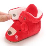 Baby teddy bear boots with easy snap fastening and soft fleece interior