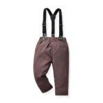 Boys brown formal trousers with detachable black adjustable suspenders