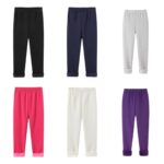 Classic fleece leggings for girls in assorted black, navy blue, white, pink, cream and purple colours