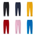 Girls classic winter fleece leggings in assorted black, navy blue, yellow, red, pink and blue colours